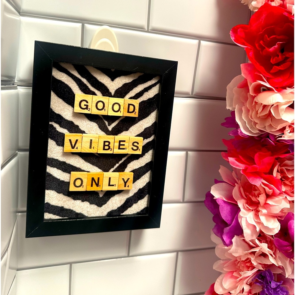 Black Picture Frame with Scrabble Letters